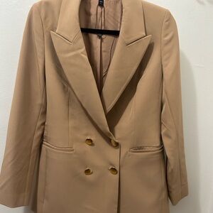 Express Double-Breasted Blazer Jacket in Camel
